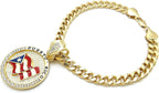 Icemond 26 inch gold tone dog costume jewelry chain close up on cubic zirconia stones