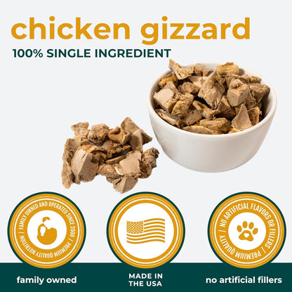 Freeze dried chicken gizzard pieces for pet joint health support
