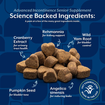 Authentic NaturVet Advanced Incontinence packaging with wild yam root text clearly visible.