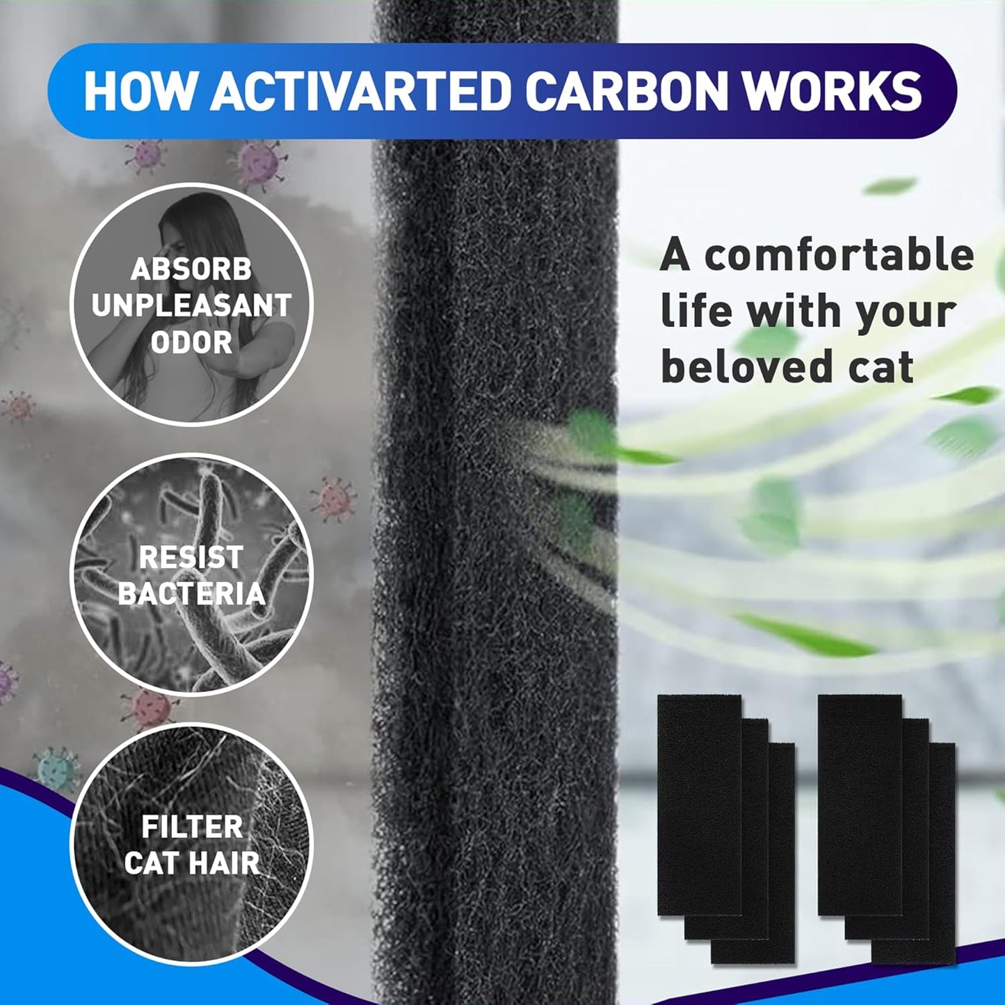 Demonstration of replacing the nine by three inch carbon filter inside an automated pet litter box drawer