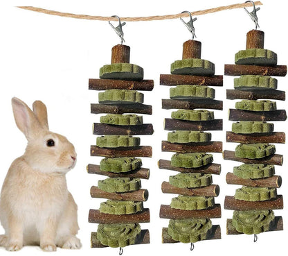 kathson Guinea Pig Treats Hanging Bunny Chew Toys for Teeth Grinding, Organic Bamboo Sticks Natural Rabbit Enrichment Toys for Small Animals Hamster Chinchilla 2 Pack - Image 13