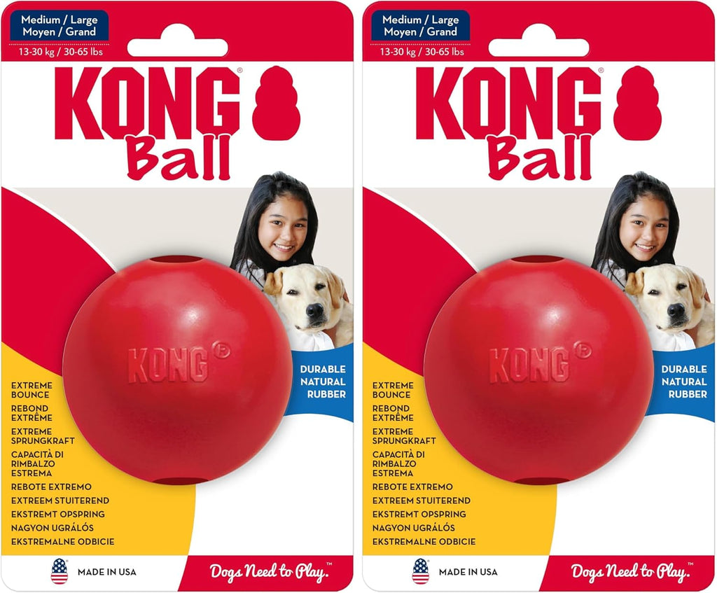 KONG Ball with Hole - Durable Dog Fetch Toy for Training, Interactive Playtime & More - Classic KONG Natural Rubber Ball - Red - For Large/Medium Dogs - Image 9
