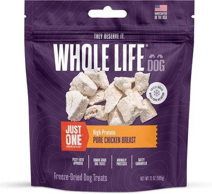 Whole Life Dog Just One Chicken Freeze Dried Dog Treats - Human Grade High Protein Food, Healthy Training Snacks, Freeze Dried Food Toppers, USA Made Natural Treats - 10 oz (Value Pack of 1) - Image 9