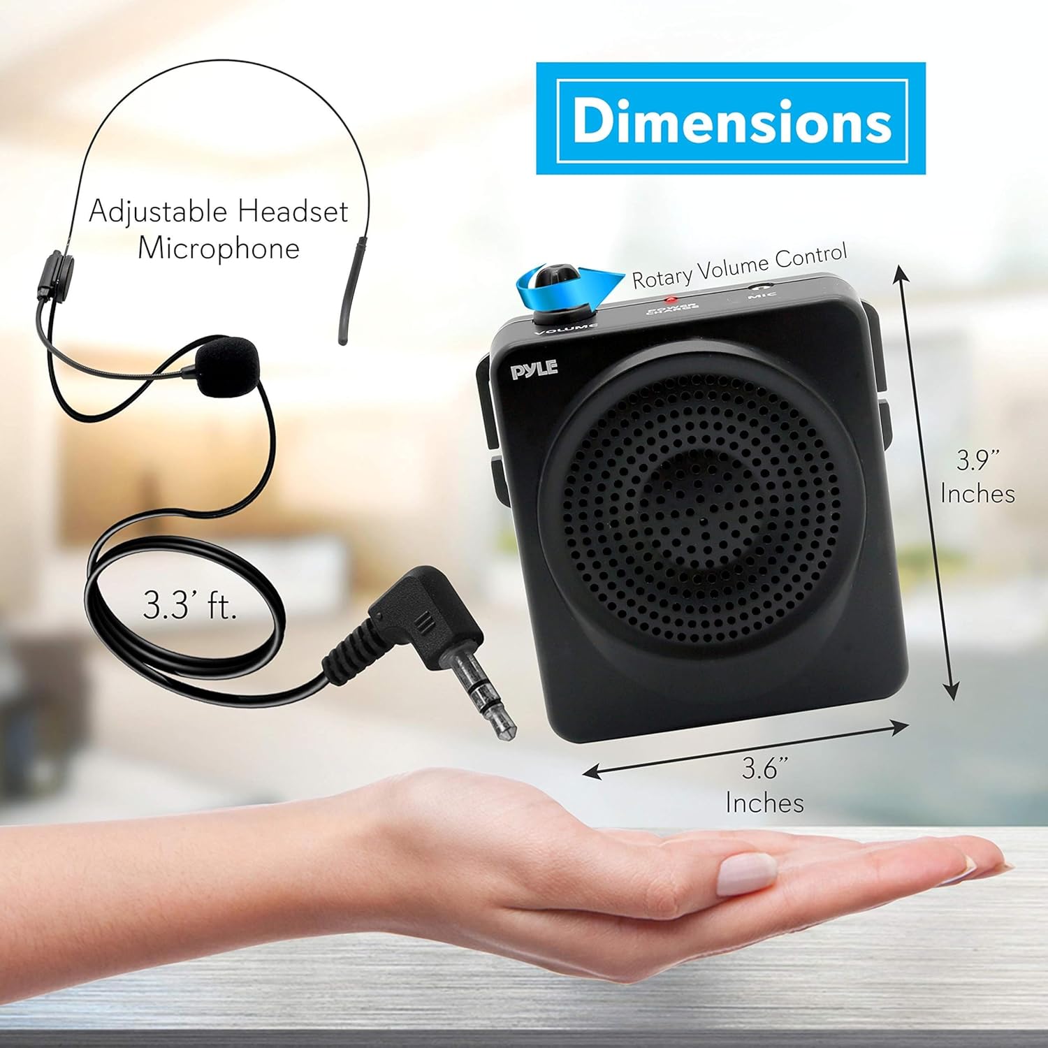Pyle wearable megaphone speaker with included headset microphone and adjustable belt strap