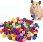 Handheld view showing scale of 3cm rattan chew ball for small birds