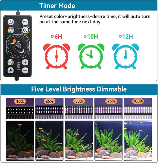 Hygger programmable day night cycle aquarium light wired remote control