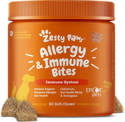 Zesty Paws Allergy Immune Bites - Dog Allergy Chews, Dog Probiotics for Itchy Skin and Ears, Lamb, 90ct - Image 9