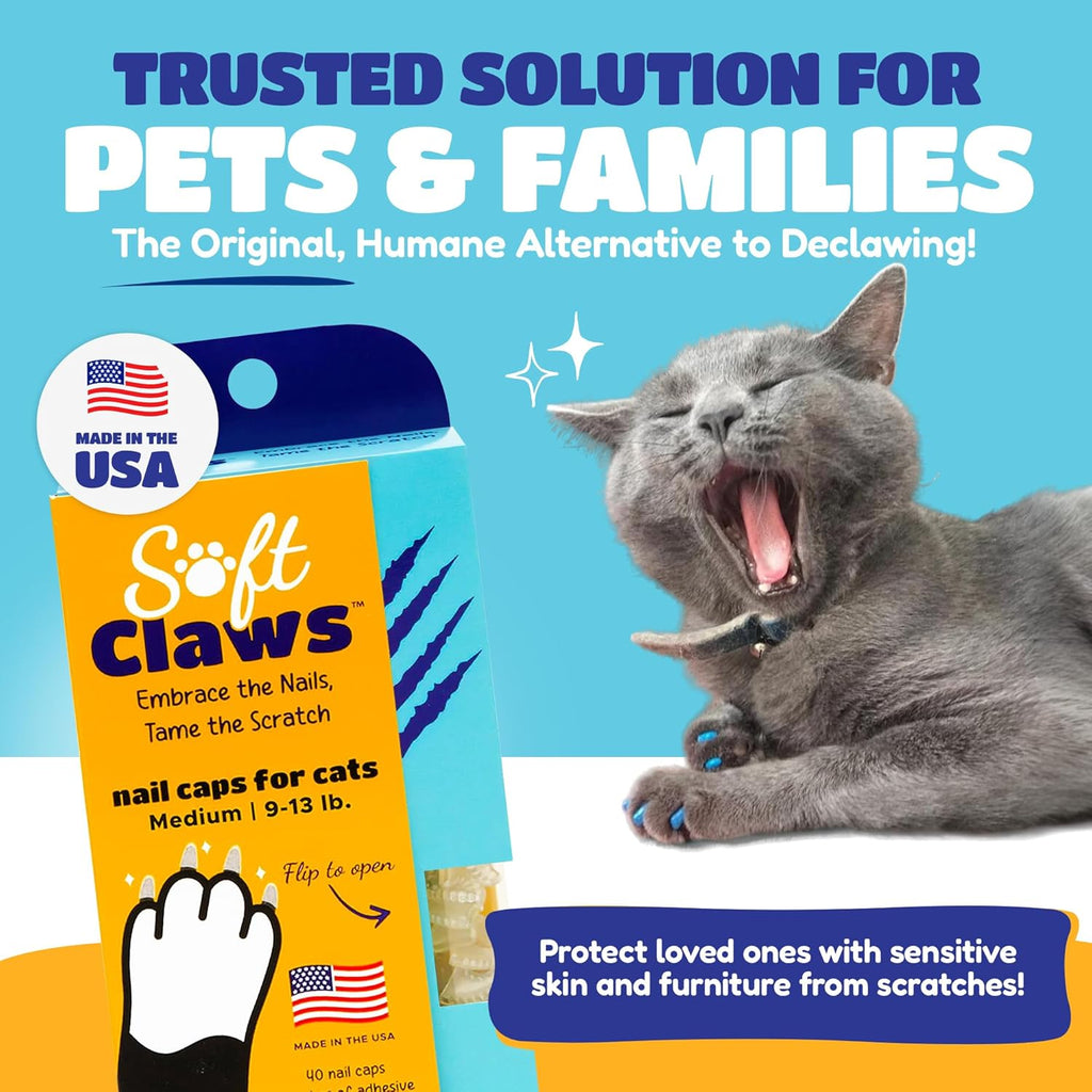 Soft Claws feline claw covers forty pack kit with adhesive tubes