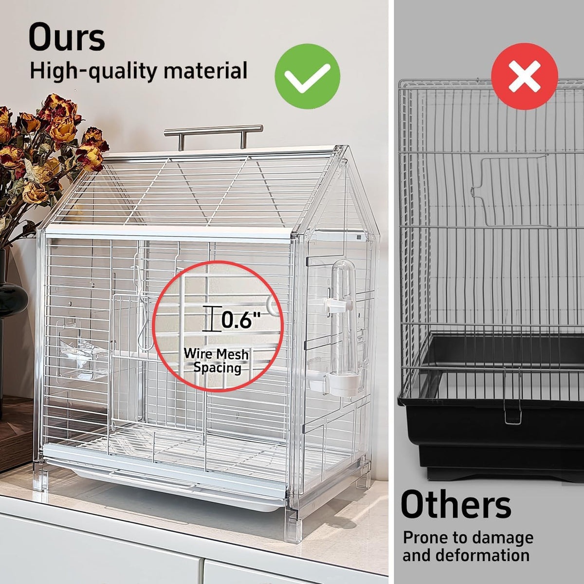 20.5 Inch Small Travel Bird Cage for Cockatiel Parakeets - Image 3