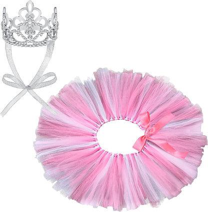 2 Pcs Dog Crown Headband Dog Tutu Dress Set Crystal Rhinestone Tiara Crown Tutu Skirt Pet Dress Costume for Puppy Birthday Party Wedding Photo Prop Costume(X-Large,Rose Red, White) - Image 9