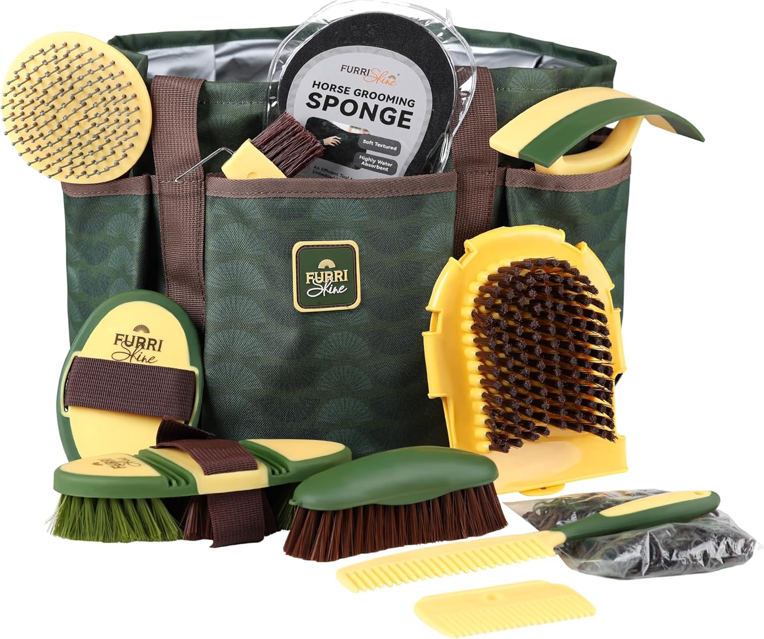 11-Piece Professional Horse Grooming Kit with Waterproof Tote Bag, Non-Slip Silicone Grip Brush Set, Curry Comb, Hoof Pick & Mane Comb Shadowberry - Image 12