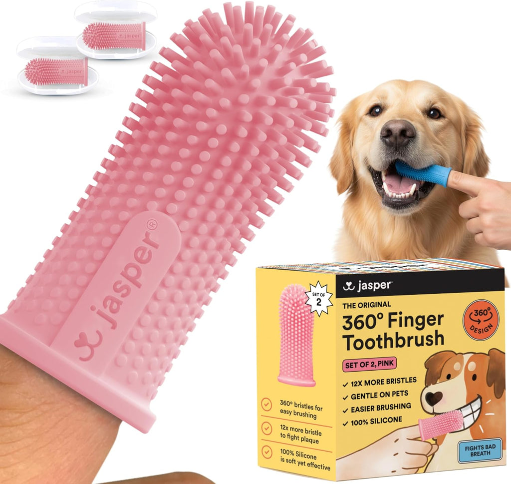 Jasper Dog Toothbrush, 360 Dog Tooth Brushing Kit, Finger Toothbrush, Cat Tooth Brush, Teeth Cleaning, Pet Tooth Brush for Small & Large Pets, Pet Toothpaste Not Included, 2-Pack Blue - Image 14