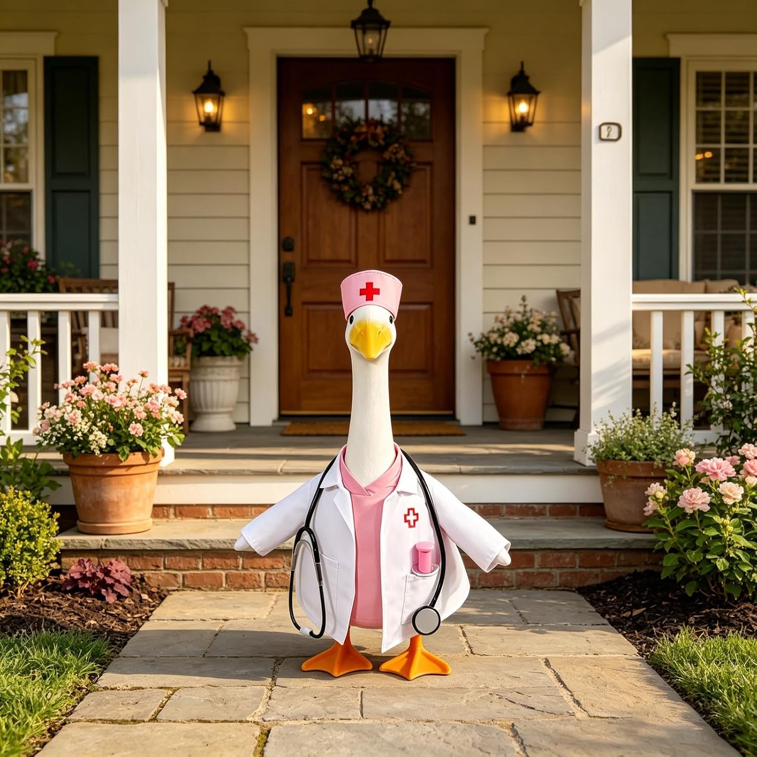 OBUSATT hospital classroom lawn decoration porch goose apparel close up