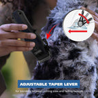 Adjustable taper lever functionality on heavy duty electric dog clippers