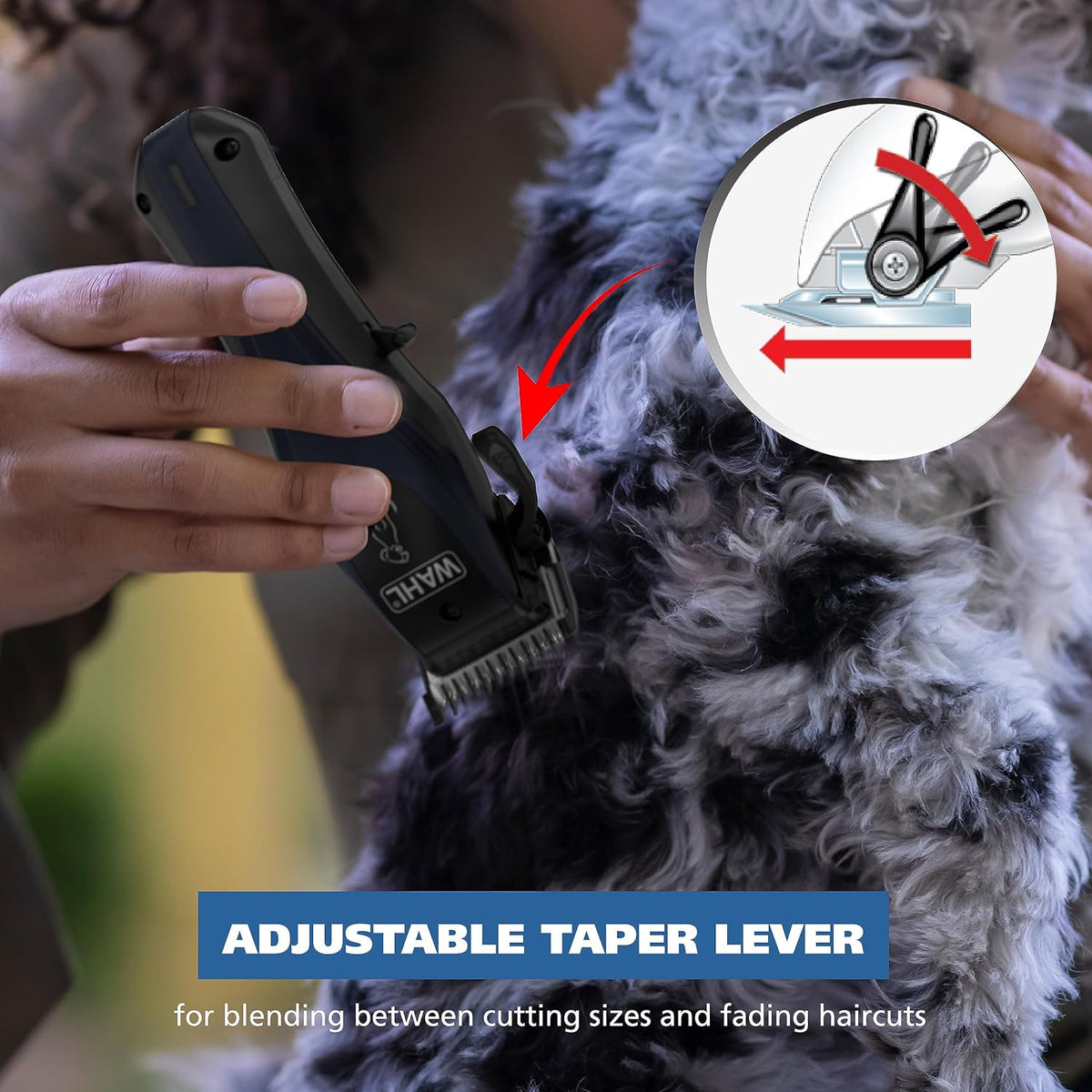 Adjustable taper lever functionality on heavy duty electric dog clippers