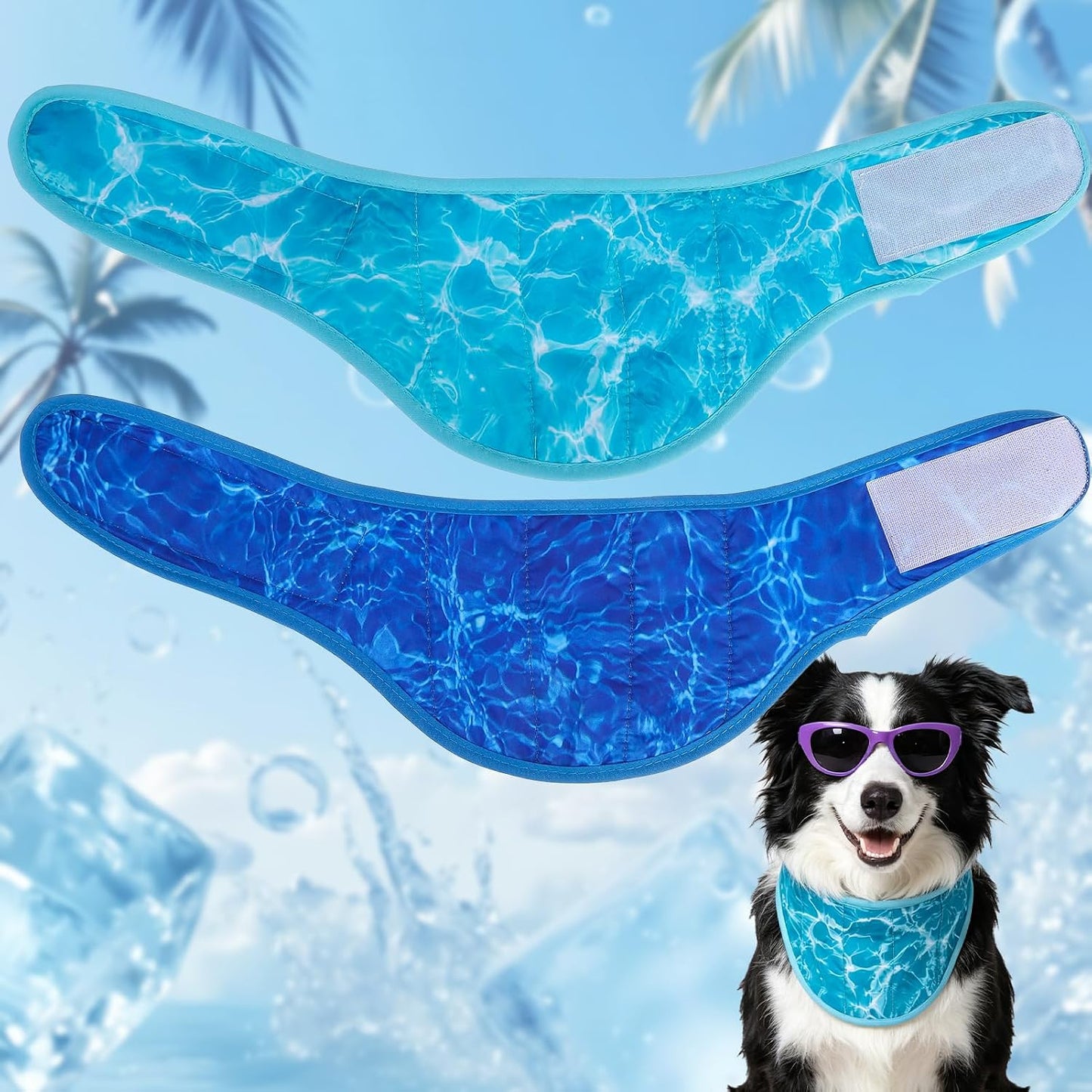 EXPAWLORER Dog Cooling Bandana - 2 Pack Instant Cool Chill Out Dog Scarf, Adjustable Summer Outdoor Ice Neck Cooler Vest, SAP Ice Crystal Powder Physical Cooling Pet Handkerchiefs, Tropical Large - Image 12