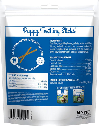 N-Bone puppy chew sticks showing pumpkin flavor label