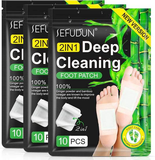 IEWHJX 2 in 1 bamboo vinegar and ginger foot pads front packaging 30 count