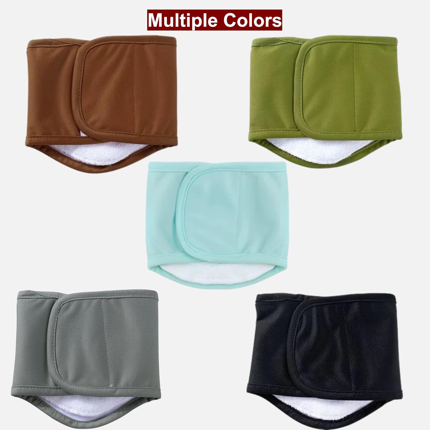 Adjustable hook and loop closure on the stretchy waist dog wrap