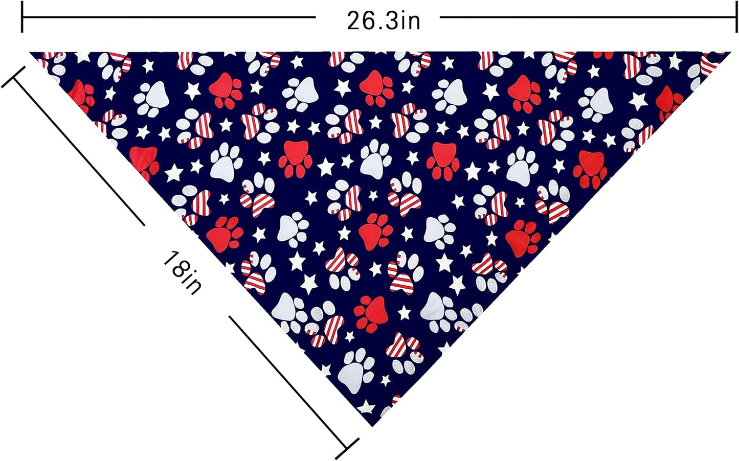 Pohshido American patriotic pet scarf displayed flat to show triangle layout