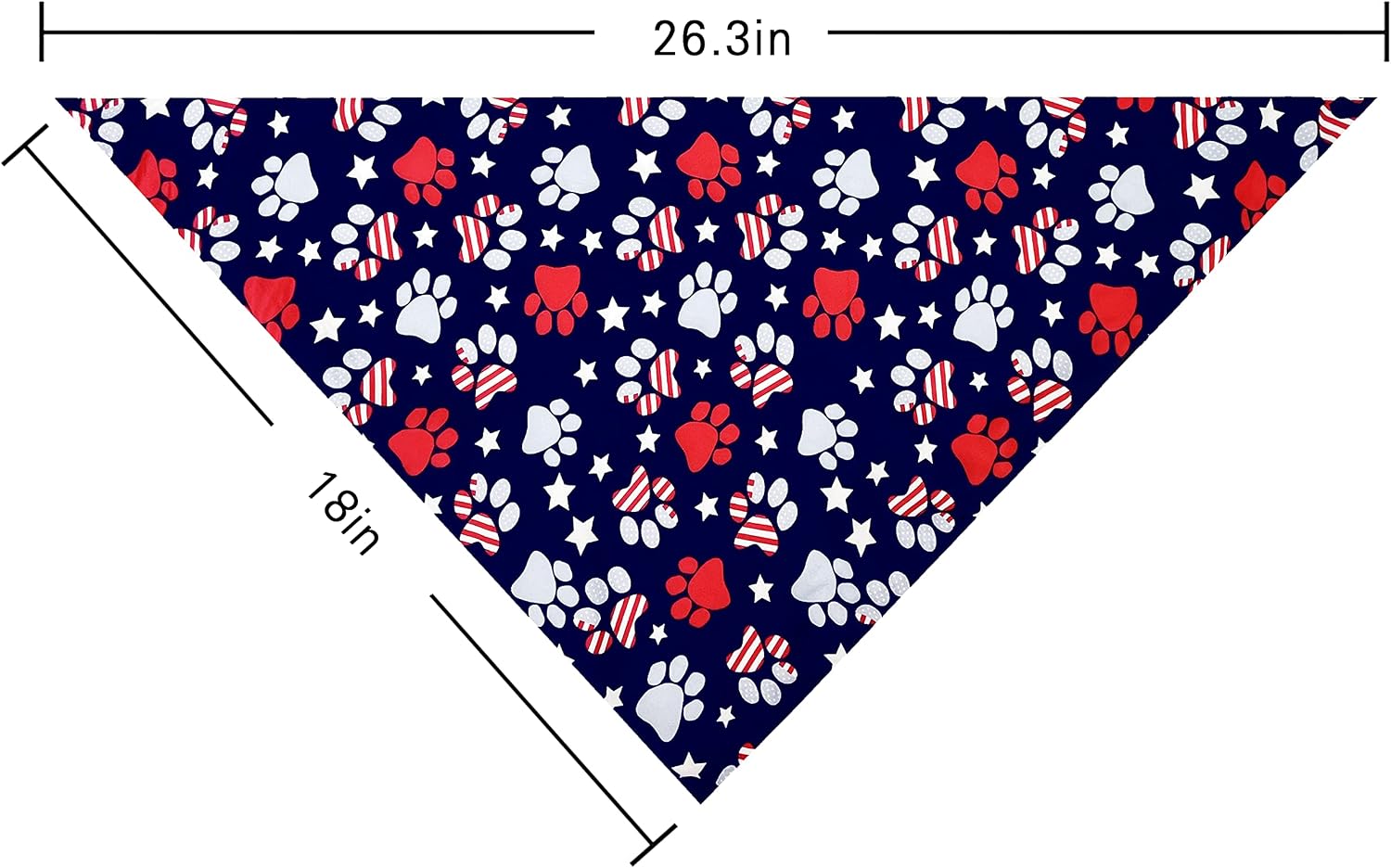 Pohshido American patriotic pet scarf displayed flat to show triangle layout