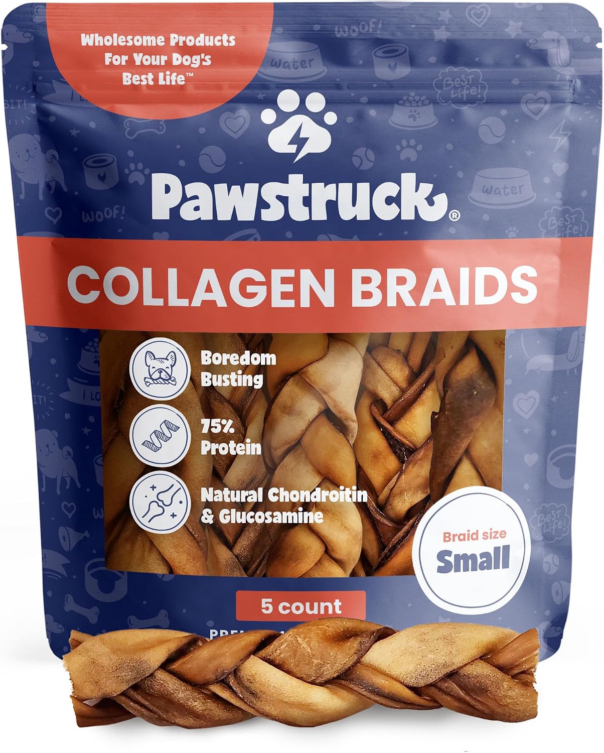 Pawstruck Natural Large 10-13" Beef Collagen Braids for Dogs - Long-Lasting Rawhide & Bully Stick Alternative, with Chondroitin & Glucosamine - 3 Pack - Image 11