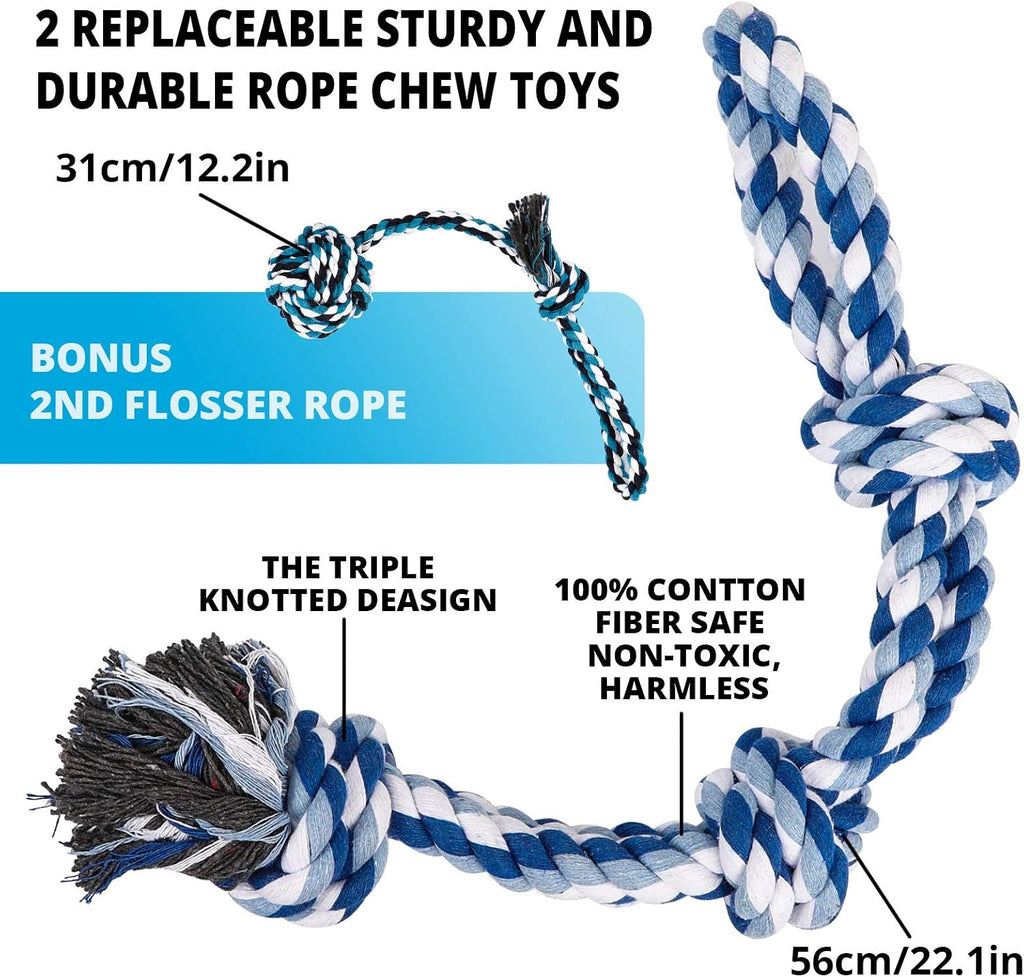 Two different sizes of cotton chew ropes included in the premium dog exercise package