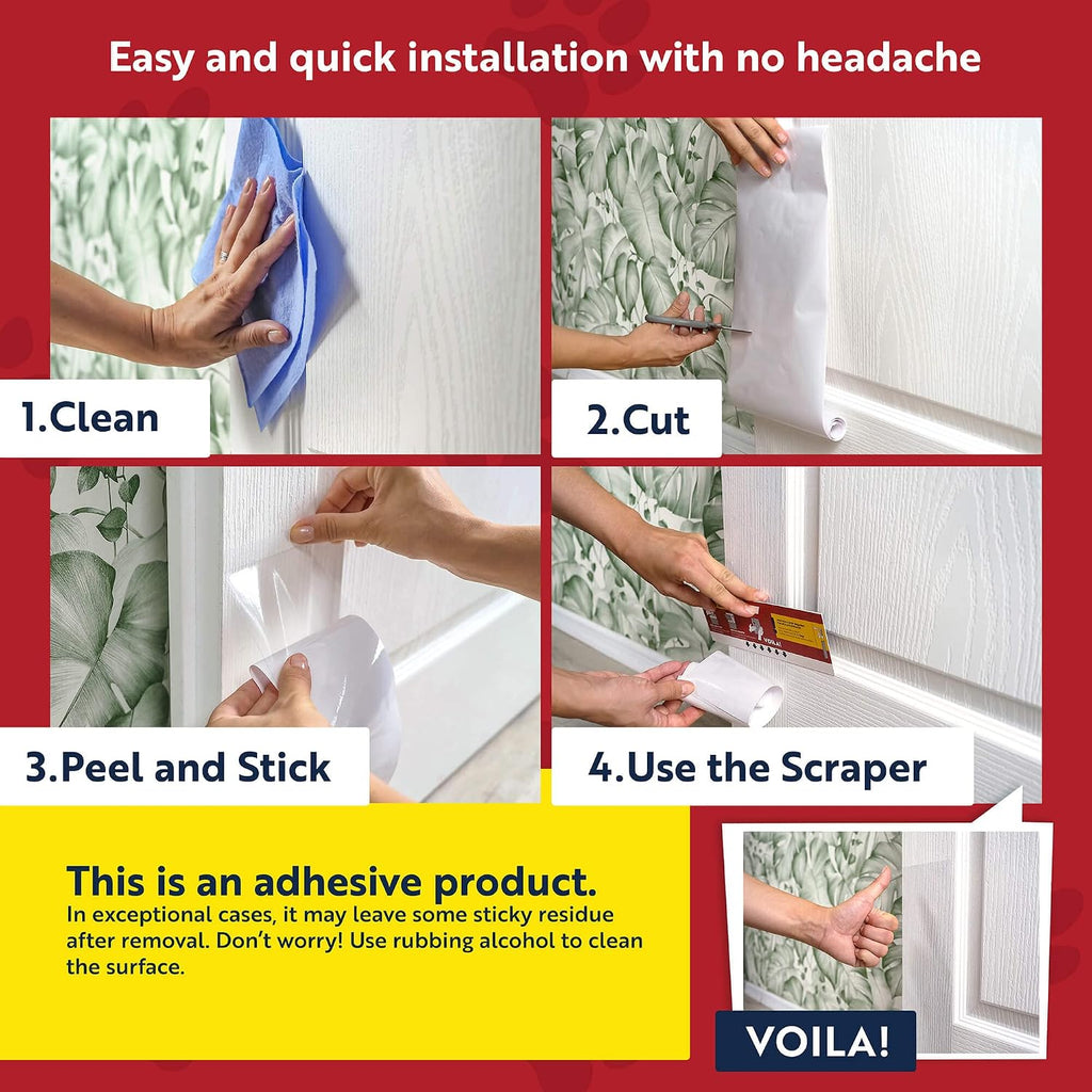 Easy peel and apply installation of Panther Armor door scratch shield