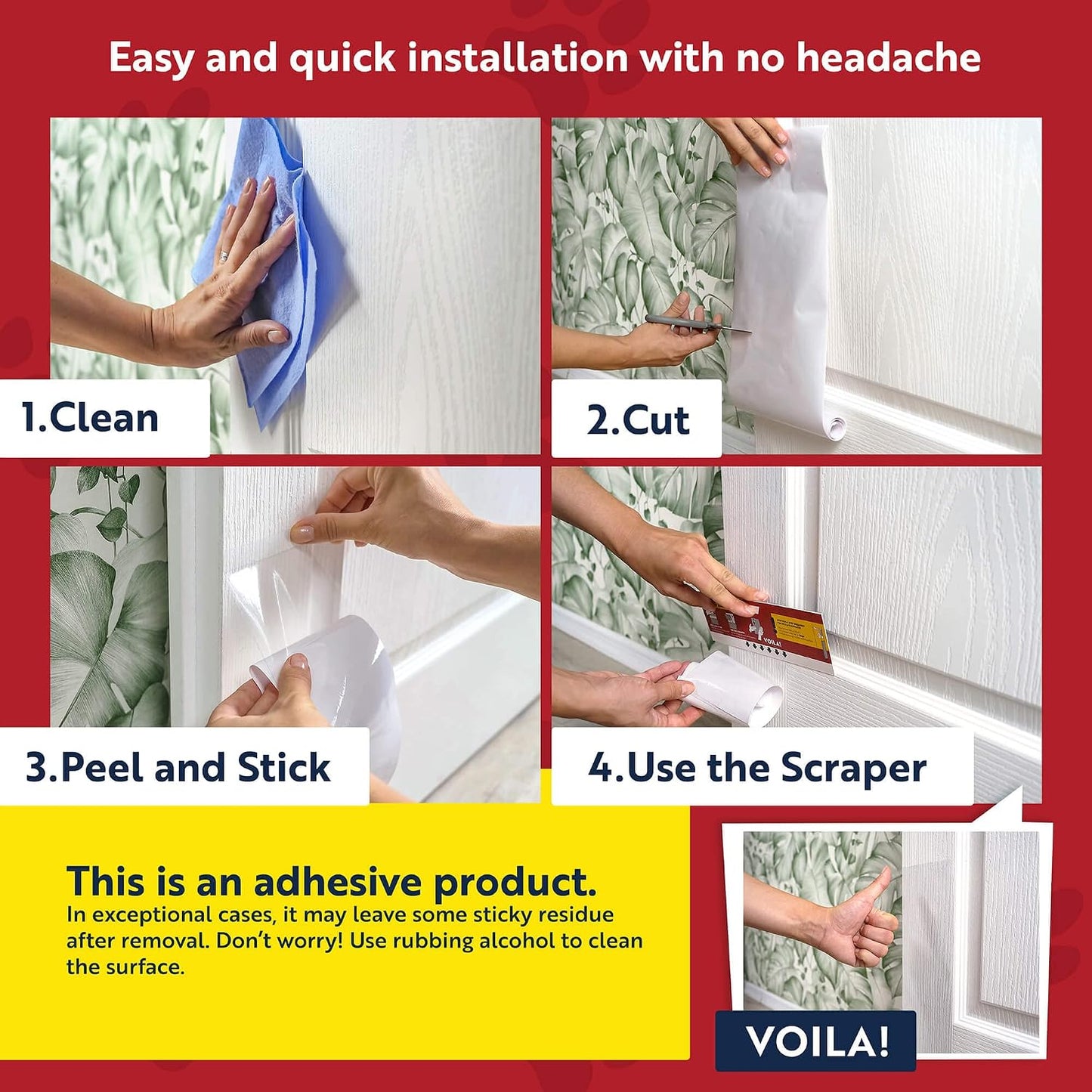 Easy peel and apply installation of Panther Armor door scratch shield