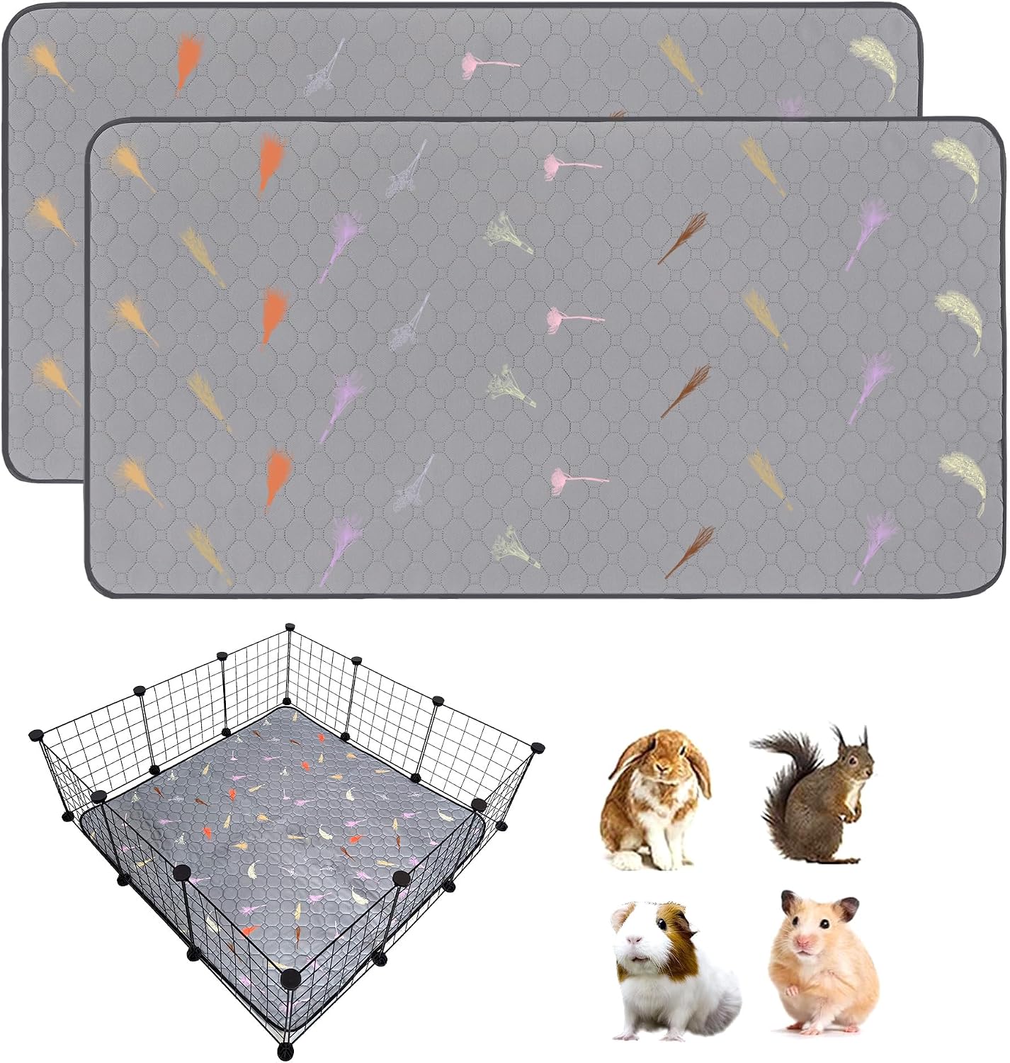 2Pcs Guinea Pig Cage Liners,Guinea Pig Fleece Cage Liners24''X48'' Super Absorbent Washable Pee Pads Reusable for Rabbit Hamster Chinchilla - Image 12