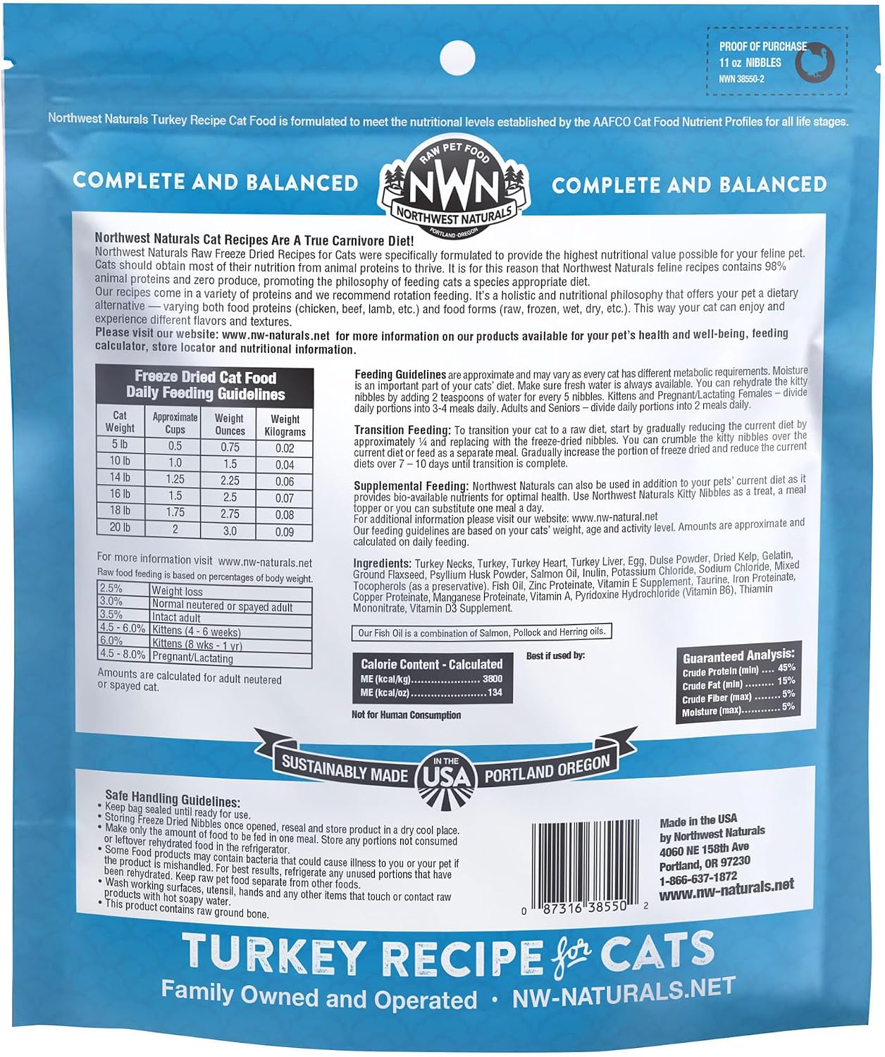 Complete and balanced turkey formula cat food lifestyle shot.