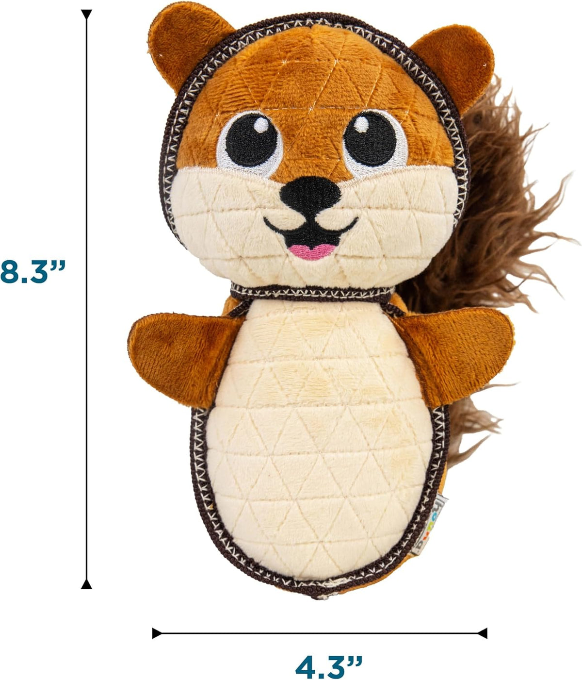 Squirrel shaped durable dog toy for interactive play