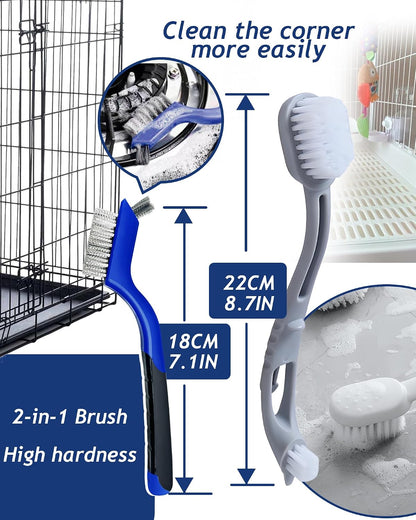 Stainless steel scraper tool removing stubborn bird poop from cage base.