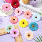 Assorted fifteen colors of chiffon daisy flower charms for dog grooming styles.
