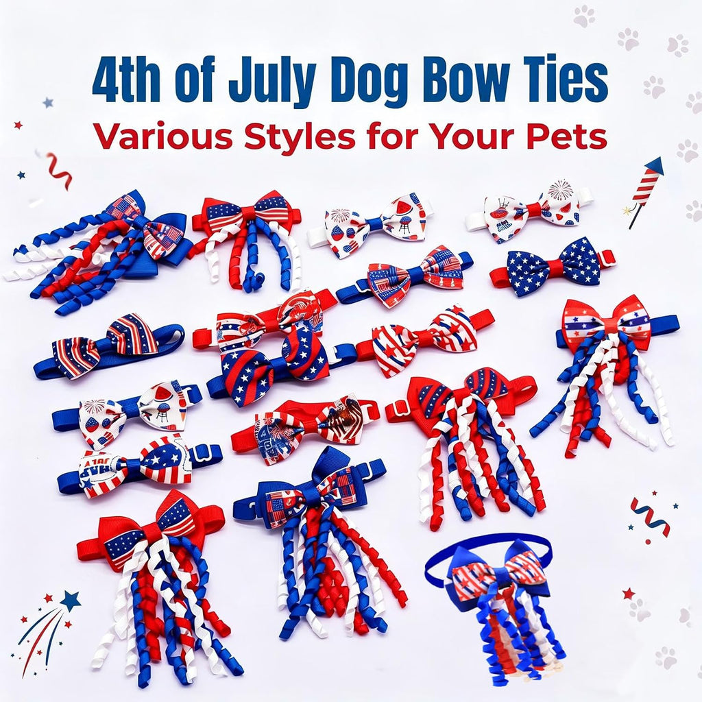 Lightweight polyester star printed pet bow tie attachment for small dog collars.