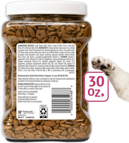 Purina Friskies Party Mix California CrunchwithChicken and Flavors of Turkey and BaconCat Treats - 30 oz Canister - Image 11