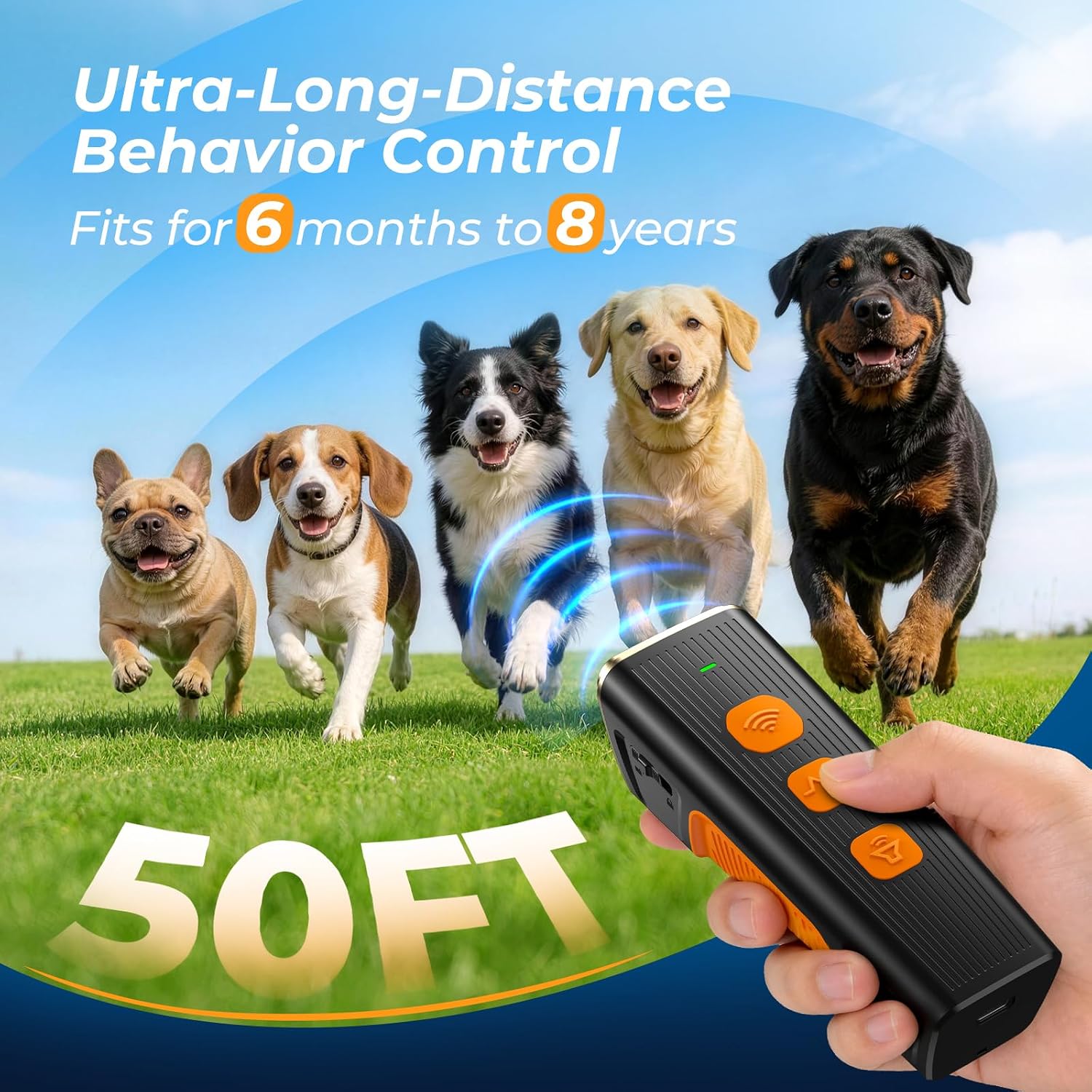 Rechargeable ultrasonic bark control device for dogs