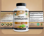 NaturaLife Labs Organic Ashwagandha 2100 mg per Serving - Full Spectrum Root Powder and Standardized Extract (Withanolides) - 100 Capsules - Vegan - Non-GMO, Gluten-Free - Image 8