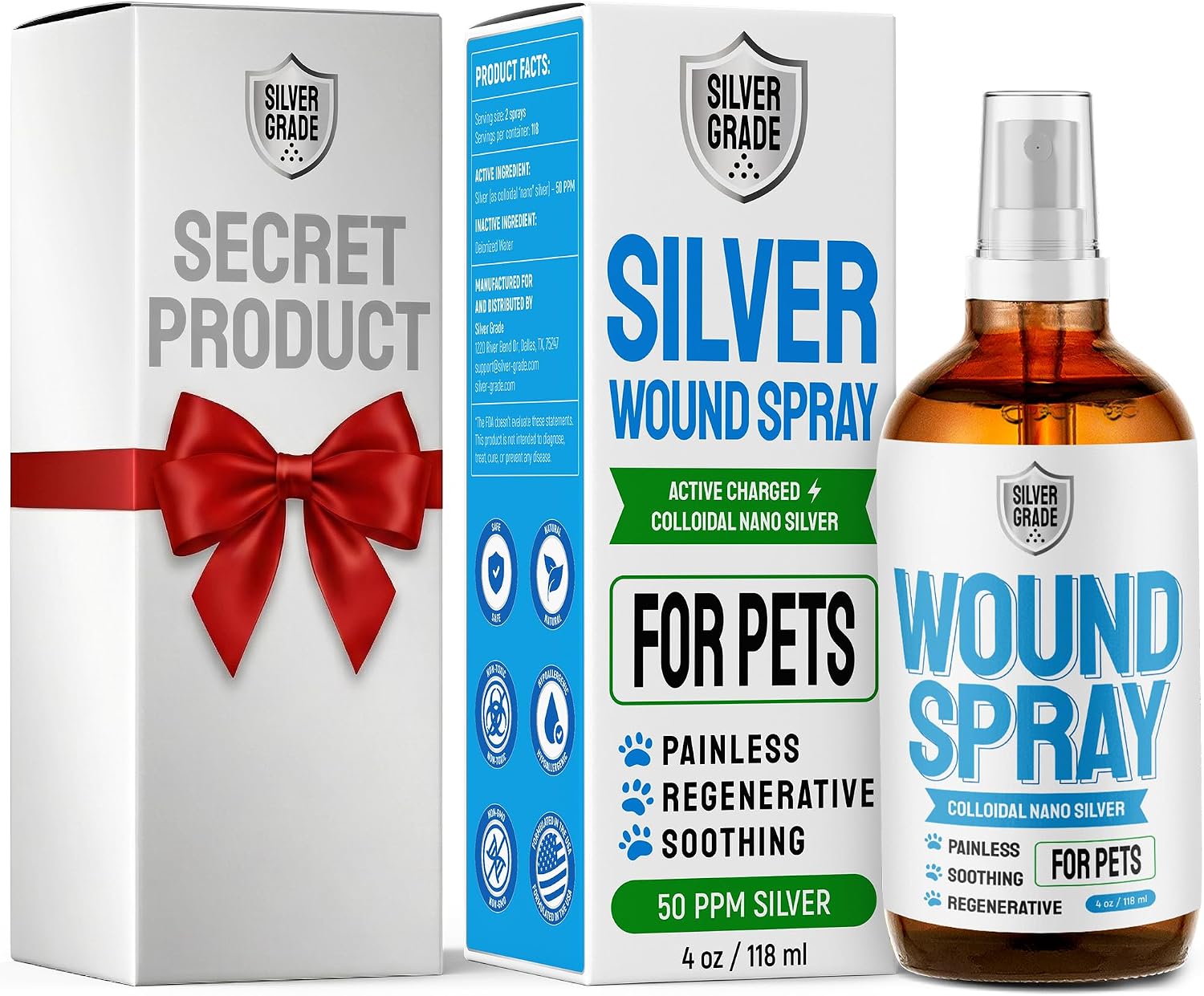 SILVER GRADE Wound Spray for Pets - Colloidal Silver Wound Care for Dogs & Cats - Helps with Skin Irritation, Hot Spots, Rashes, Scratching, Itch, Bites & Burns - Use a Dog Cone - 4 oz - Image 9