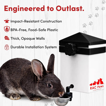 RentACoop No-Drip 64oz (2 Liter) Small Animal Drinking Bottle with Auto-Fill Metal Cup for Small Pet/Bunny/Ferret/Hamster/Guinea Pig/Rabbit/Chinchilla/Mouse/Rat. Food Grade Plastic - Image 4