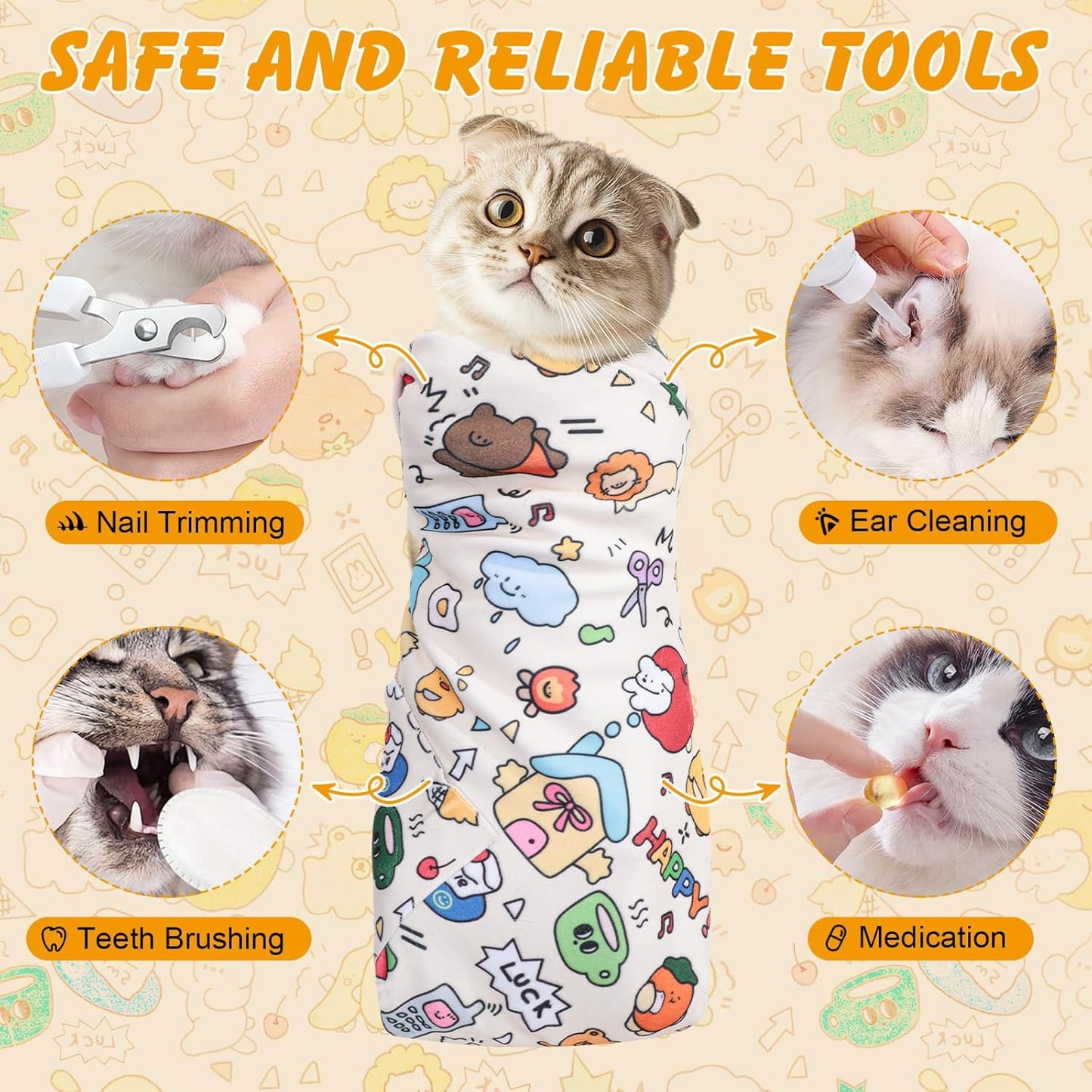 Soft breathable microfiber cat grooming cloth for ear cleaning and care.