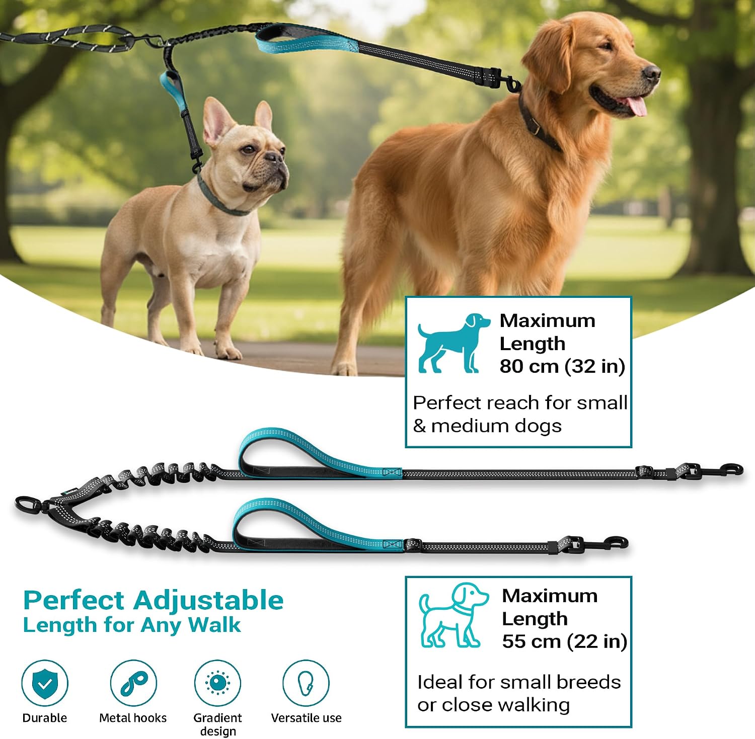 Shock absorbing bungee section of the wikiRay double dog lead extension