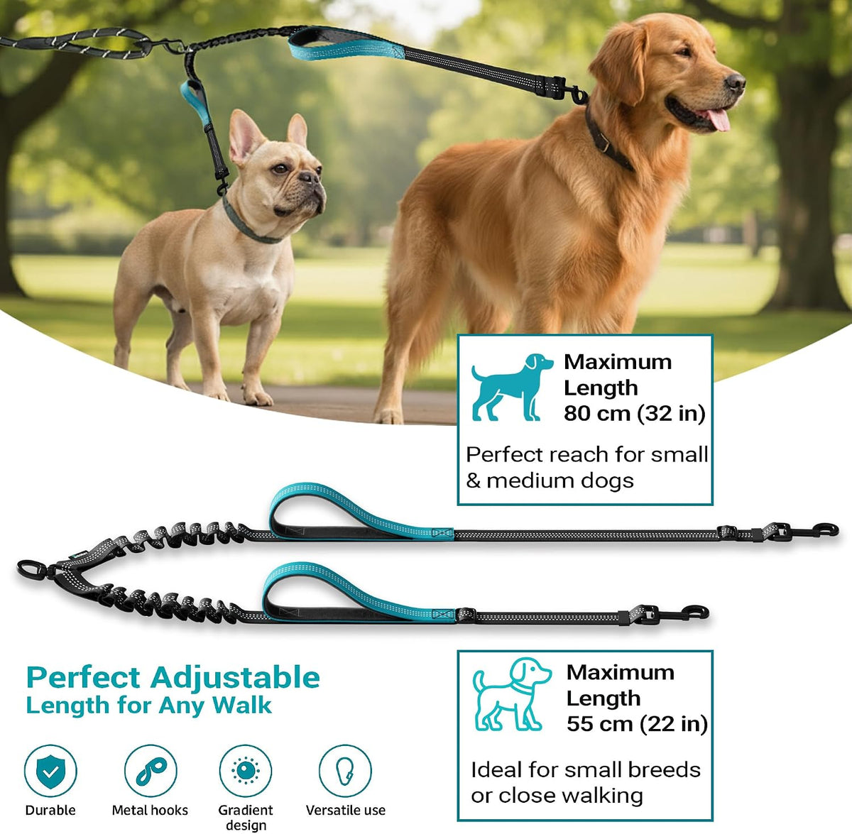 Shock absorbing bungee section of the wikiRay double dog lead extension