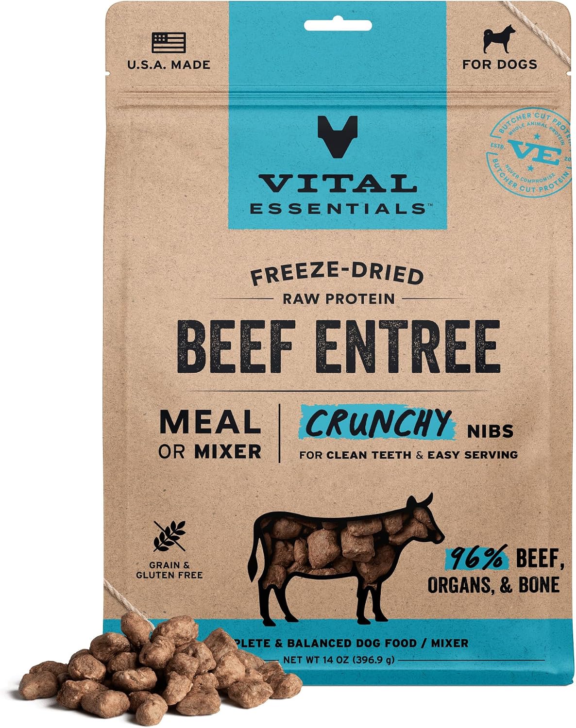 Vital Essentials Freeze Dried Dog Food, Raw Chicken Crunchy Nibs | Complete Meal or Topper | 96% Chicken, Organs & Bone | Limited Ingredient, High Protein, Grain Free Dry Dog Food | 14 oz Bag - Image 12