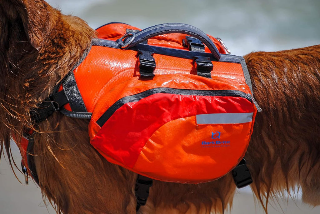 Bark Brite outdoor dog safety harness with dual metal leash ring attachments