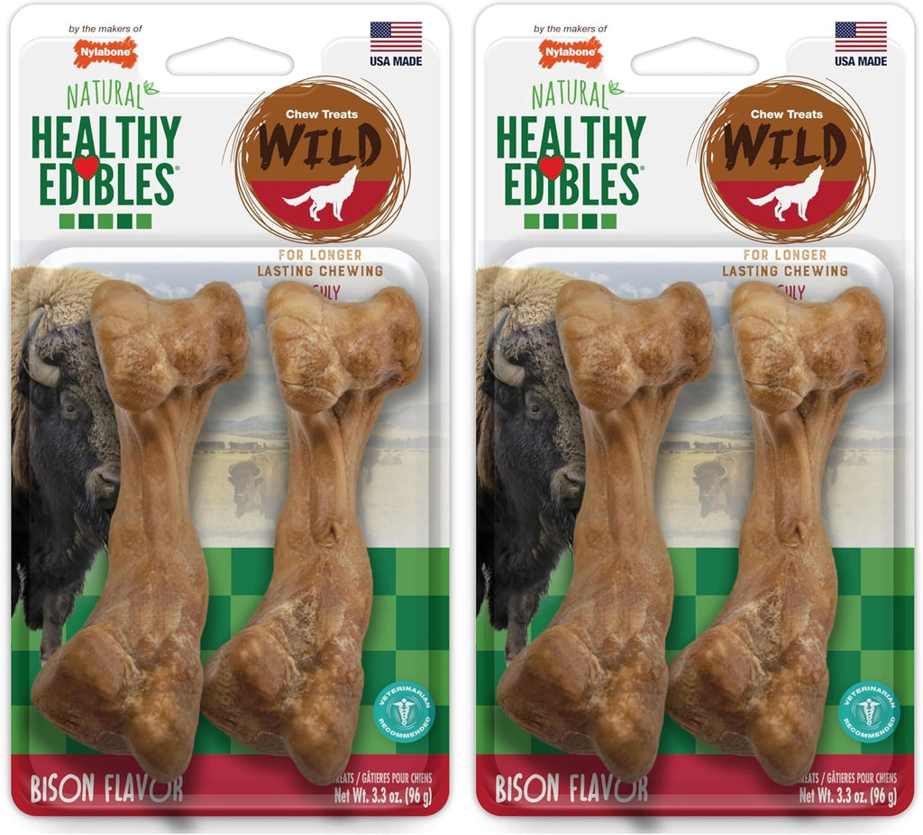 Nylabone Healthy Edibles WILD Natural Dog Bones Long Lasting, Bison Flavor Bone Dog Treats, Medium (2 Count) - Image 12
