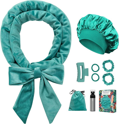 Gwabee no heat overnight curl headband blue green front view of the packaging
