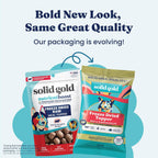 Small 1.5 ounce bag of Solid Gold freeze dried beef and pumpkin