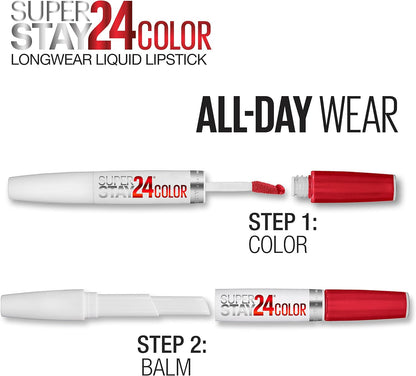 Maybelline Super Stay 24, 2-Step Liquid Lipstick Makeup, Long Lasting Highly Pigmented Color with Moisturizing Balm, Perpetual Plum, Purple, 1 Count - Image 11
