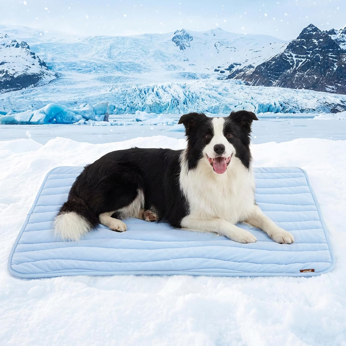 ZOMISIA dog cooling mat extra large front view showing light blue quilted pattern